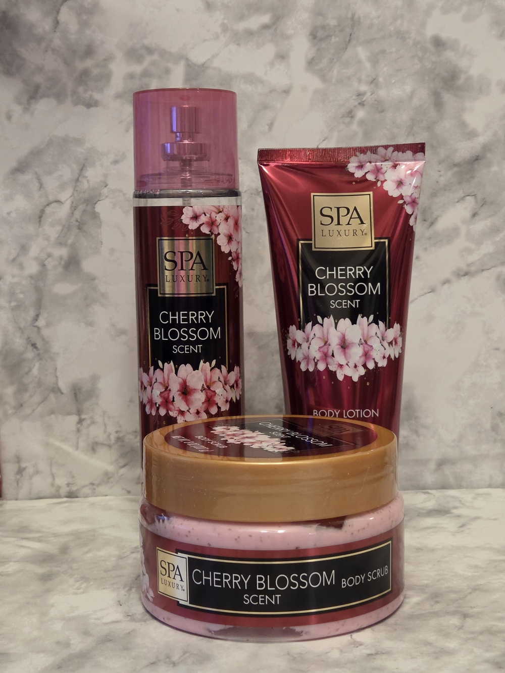 Cherry Blossom Scented Body Set of 3 - Red